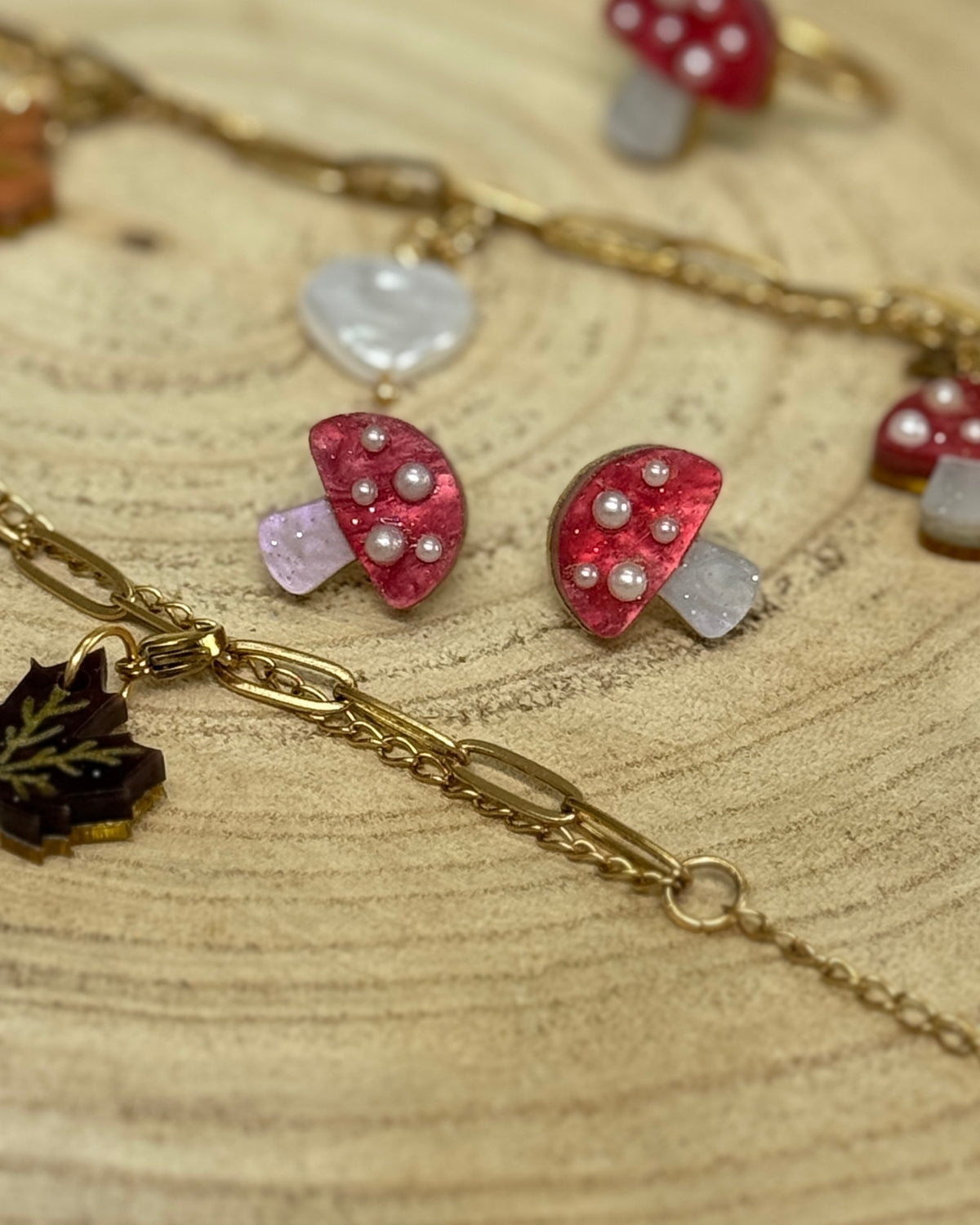 Pendientes mini setas Chic perlas🍄