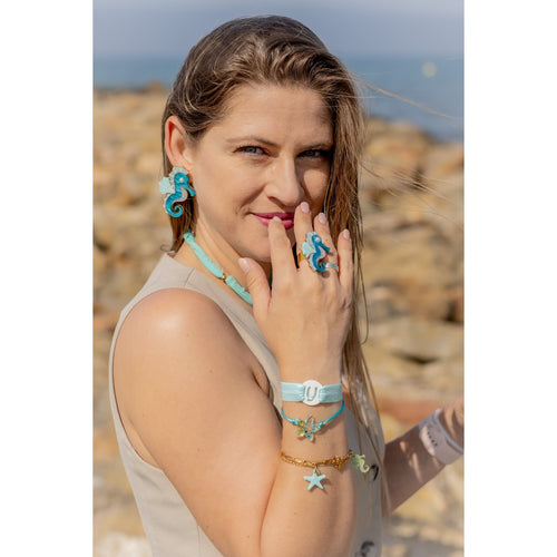 Anillo Caballito Burbujitas-Anillos de metacrilato ligero con diseños coloridos inspirados en el mar, colección Sol y Brilli de TaRo Joyas, accesorios divertidos y originales para cualquier look.