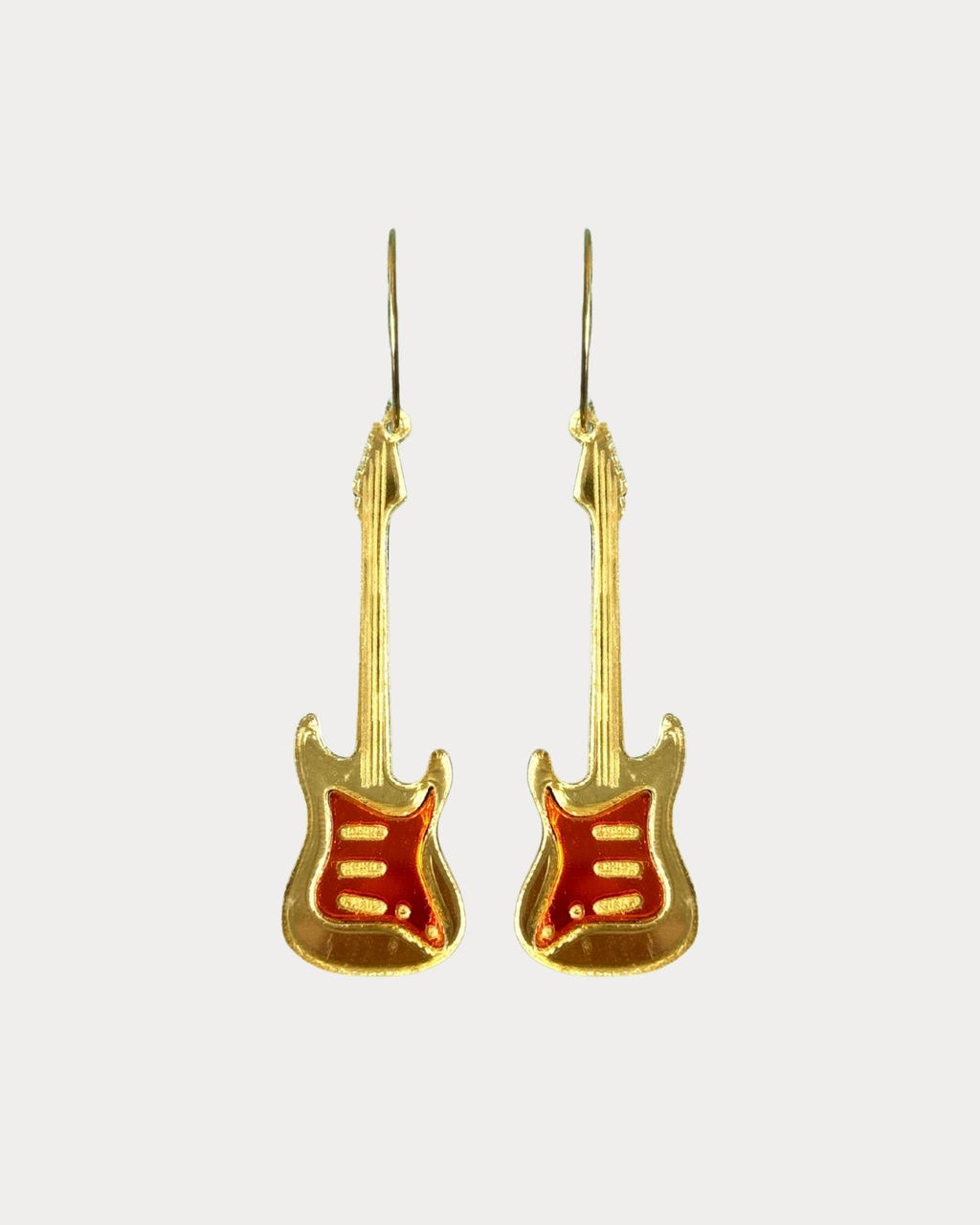 Pendientes TaRo Joyas de metacrilato ligero con forma de guitarra eléctrica, colección Bonhomía, perfectos para amantes de la música y estilo único