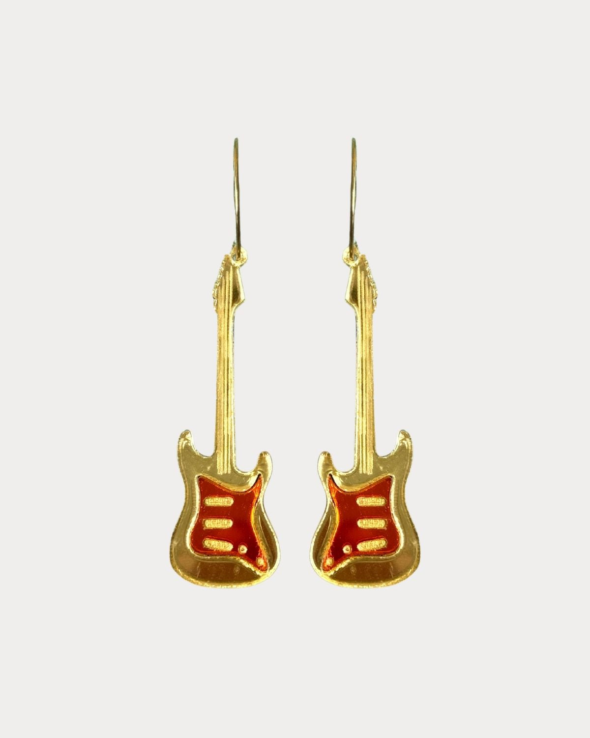 Pendientes TaRo Joyas de metacrilato ligero con forma de guitarra eléctrica, colección Bonhomía, perfectos para amantes de la música y estilo único