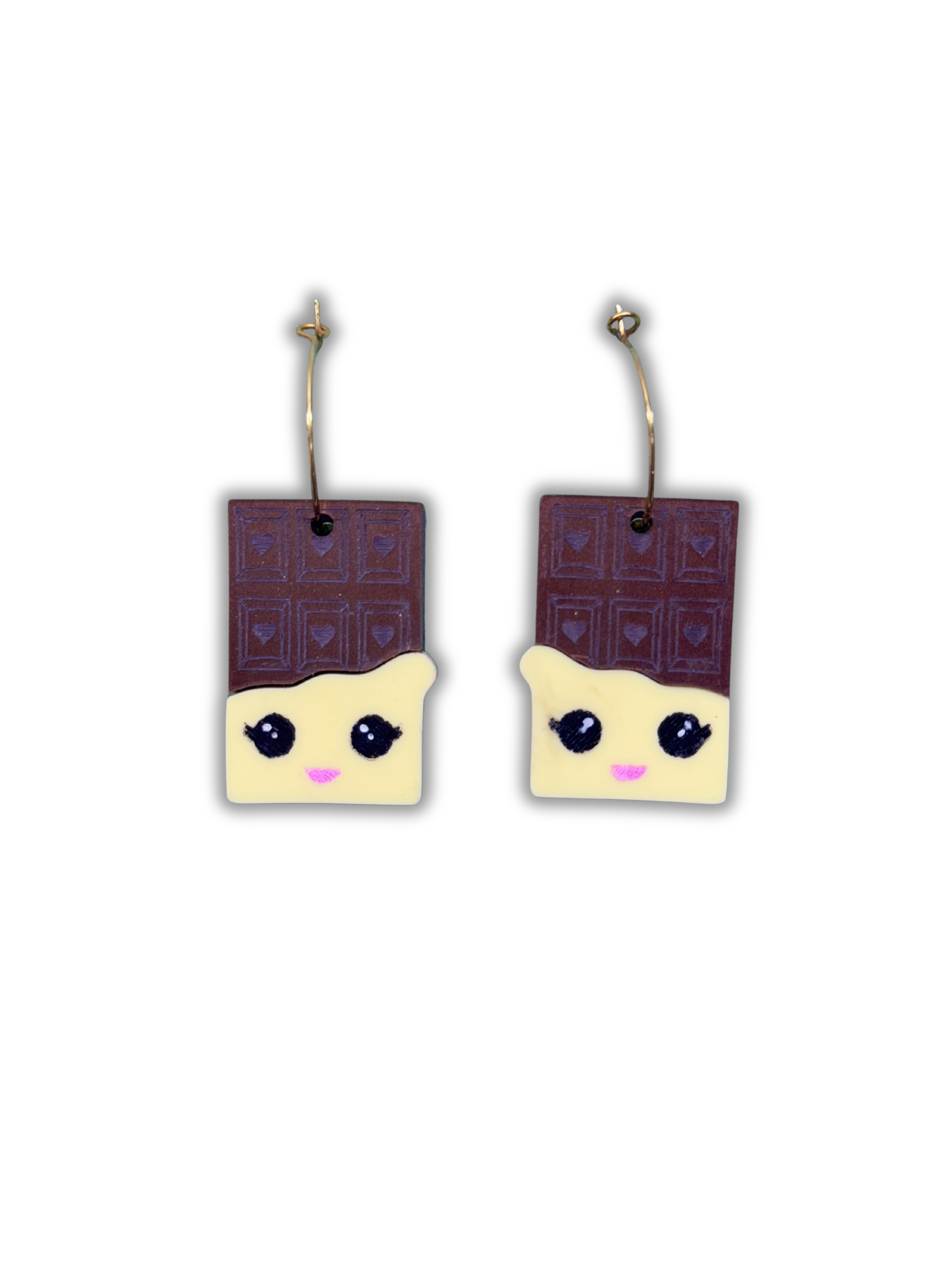 Pendientes de metacrilato ligero con diseño de onza de chocolate, colección Sugar Pop de TaRo Joyas, accesorios dulces y originales que elevan cualquier outfit. Fondo transparente